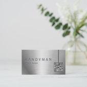 Qr Code Stainless Steel Handyman Business Card Visitenkarte (Stehend Vorderseite)