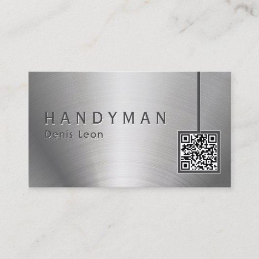 Qr Code Stainless Steel Handyman Business Card Visitenkarte (Vorderseite)