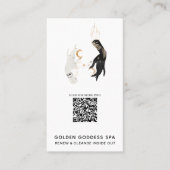 *~* QR Code Sterne Mond Mystic Hands Gold Wellness Visitenkarte (Vorderseite)