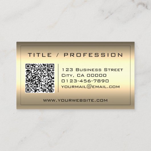 QR-Code Stilvolle dunkle Gold Farbenauszeichnung Visitenkarte (Rückseite)