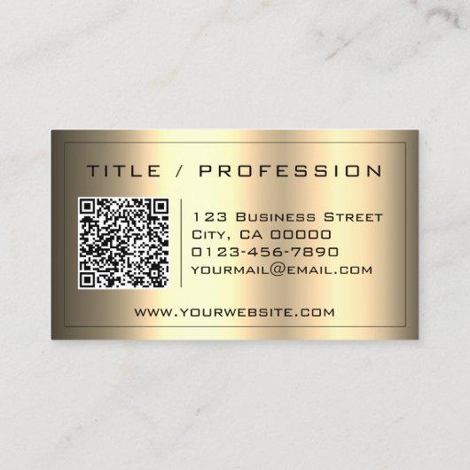 QR-Code Stilvolle dunkle Gold Farbenauszeichnung Visitenkarte (Rückseite)