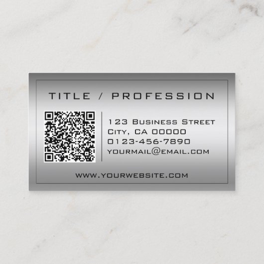 QR-Code Stilvolle dunkle Silber Farbe Farbe Farbsc Visitenkarte (Rückseite)