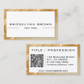 QR Code Stilvolle Glam Gold Luminous Glitzer Klass Visitenkarte (Vorne/Hinten)
