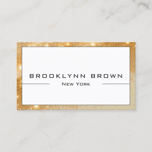 QR Code Stilvolle Glam Gold Luminous Glitzer Klass Visitenkarte (Vorderseite)