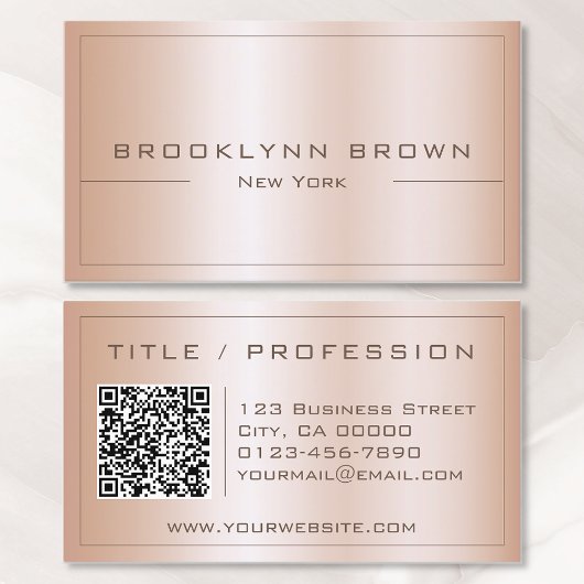 QR-Code Stilvolle Rose Goldener Farbenschimmer Visitenkarte