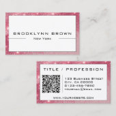 QR-Code Stilvolle Rose Rosa Leuchtender Glitzer Kl Visitenkarte (Vorne/Hinten)