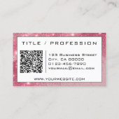 QR-Code Stilvolle Rose Rosa Leuchtender Glitzer Kl Visitenkarte (Rückseite)