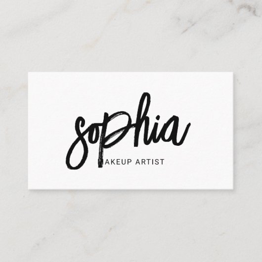 QR Code Stilvolle Skripte Girly Minimal White Visitenkarte (Vorderseite)