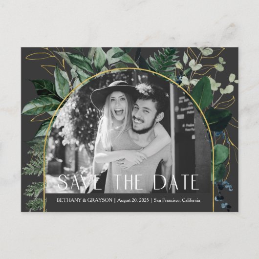 QR-Code, Stilvolles Modernes Botanisches Foto rett Ankündigungspostkarte (Vorderseite)