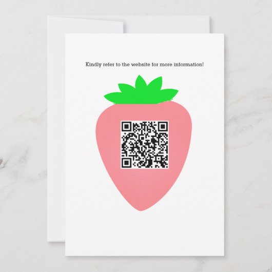 QR Code Strawberry Baby Shower Baby Girl 2024 Einladung (Rückseite)