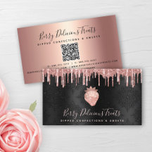 QR Code Strawberry Rose Gold Tropfen Confection Bl
