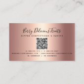 QR Code Strawberry Rose Gold Tropfen Confection Bl Visitenkarte (Rückseite)
