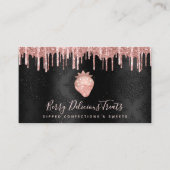 QR Code Strawberry Rose Gold Tropfen Confection Bl Visitenkarte (Vorderseite)