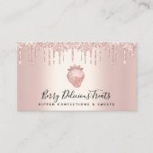 QR Code Strawberry Rose Gold Tropfen Confection Ko Visitenkarte (Vorderseite)