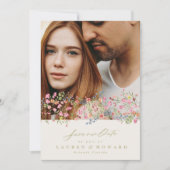 QR CODE subtile Blumenfeder-Band Save the Date Einladung (Vorderseite)