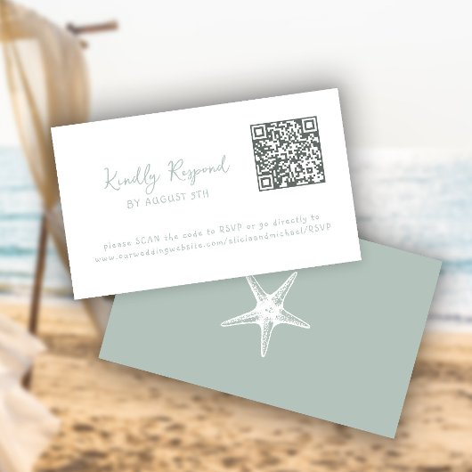 QR code summer coastal beach website RSVP Begleitkarte