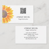 QR Code Sunflower Yoga Instructor Visitenkarte (Vorne/Hinten)