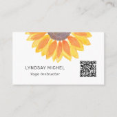 QR Code Sunflower Yoga Instructor Visitenkarte (Vorderseite)