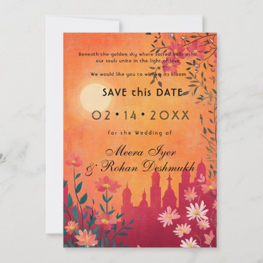 QR-Code Sunset Serenade Wedding Save The Date (Vorderseite)