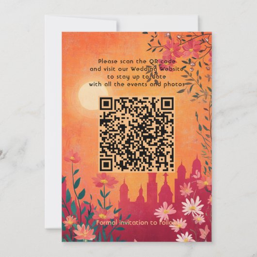 QR-Code Sunset Serenade Wedding Save The Date (Rückseite)