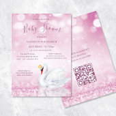 QR-Code | Swan Princess Pink | Girl Baby Dusche Einladung