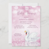 QR-Code | Swan Princess Pink | Girl Baby Dusche Einladung (Vorderseite)
