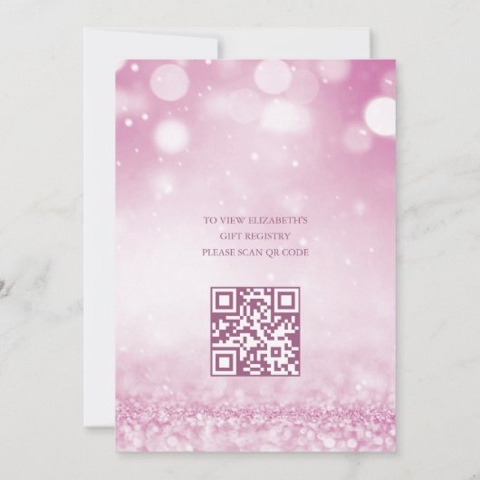 QR-Code | Swan Princess Pink | Girl Baby Dusche Einladung (Rückseite)