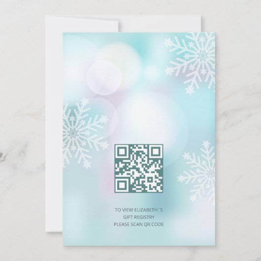 QR-Code | Swan Princess | Winter Girl Baby Dusche Einladung (Rückseite)