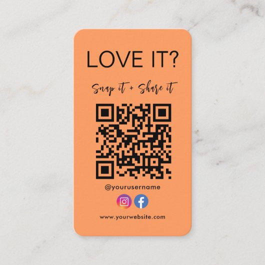 Qr-Code-Symbol für Facebook-Instagramme speichern Visitenkarte (Vorderseite)