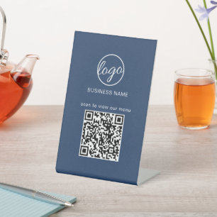 QR-Code-Systemwiederherstellung-Menü Navy Blue Sockelschild