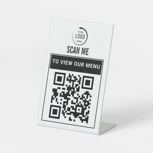 QR Code Tabletop Sign | Digital Menu pedestal sign Sockelschild (Vorderseite)