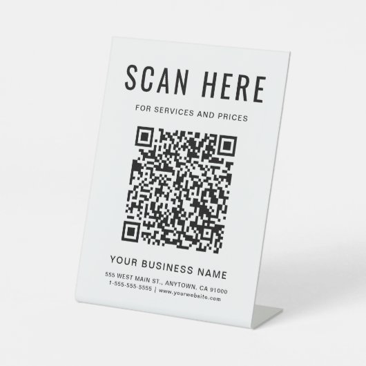 QR Code Tabletop Sockelschild (Vorderseite)