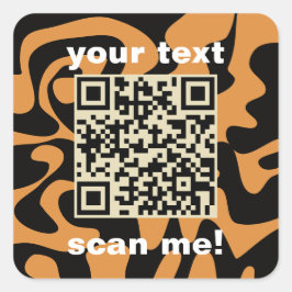 QR Code Tan Brown and Black Bright Modern Square Quadratischer Aufkleber