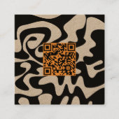 QR-Code Tan Orange Brown Retro Groovy Kraft Quadratische Visitenkarte (Vorderseite)