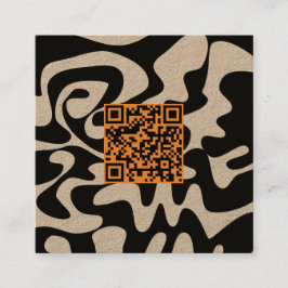 QR-Code Tan Orange Brown Retro Groovy Kraft Quadratische Visitenkarte
