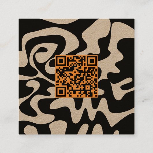 QR-Code Tan Orange Brown Retro Groovy Kraft Quadratische Visitenkarte (Vorderseite)