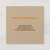 QR-Code Tan Orange Brown Retro Groovy Kraft Quadratische Visitenkarte (Rückseite)