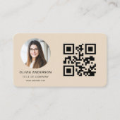 QR-Code-Taupe-Foto  Visitenkarte (Vorderseite)