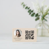 QR-Code-Taupe-Foto  Visitenkarte (Stehend Vorderseite)