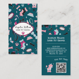 QR-Code-Teal-mädchenhafter-Friseur im Mittelklasse Visitenkarte