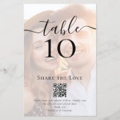 QR-Code Teilen Sie die Liebe Foto Hochzeit Tischnu (Vorderseite)