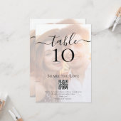 QR-Code Teilen Sie die Liebe Foto Hochzeit Tischnu Karte (Vorderseite/Rückseite Beispiel)