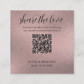 QR-Code teilen Sie die Liebe Rose Gold-Einschließu Begleitkarte (Vorderseite)