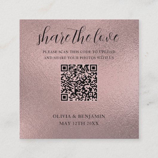 QR-Code teilen Sie die Liebe Rose Gold-Einschließu Begleitkarte (Vorderseite)