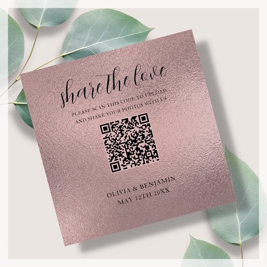 QR-Code teilen Sie die Liebe Rose Gold-Einschließu Begleitkarte