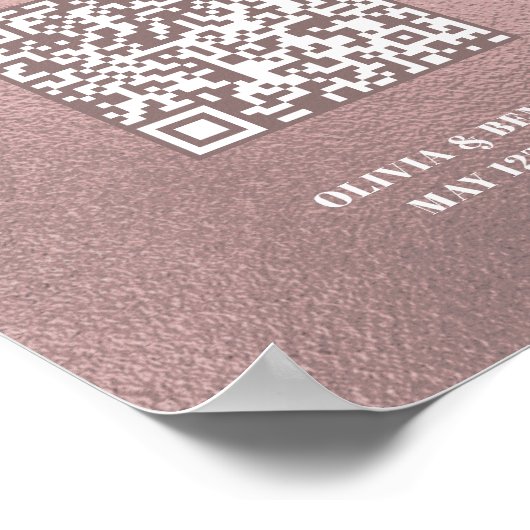 QR Code teilen Sie die Liebe Rose Gold Wedding-Zei Poster (Ecke)