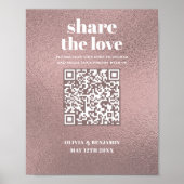 QR Code teilen Sie die Liebe Rose Gold Wedding-Zei Poster (Vorne)