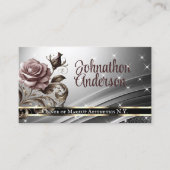QR Code Template Deluxe Silver Rose Luxus Chic Visitenkarte (Vorderseite)
