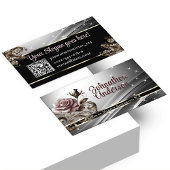 QR Code Template Deluxe Silver Rose Luxus Chic Visitenkarte