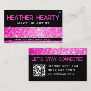 QR Code Template Luxus Hot Pink Girly Neon Bright Visitenkarte